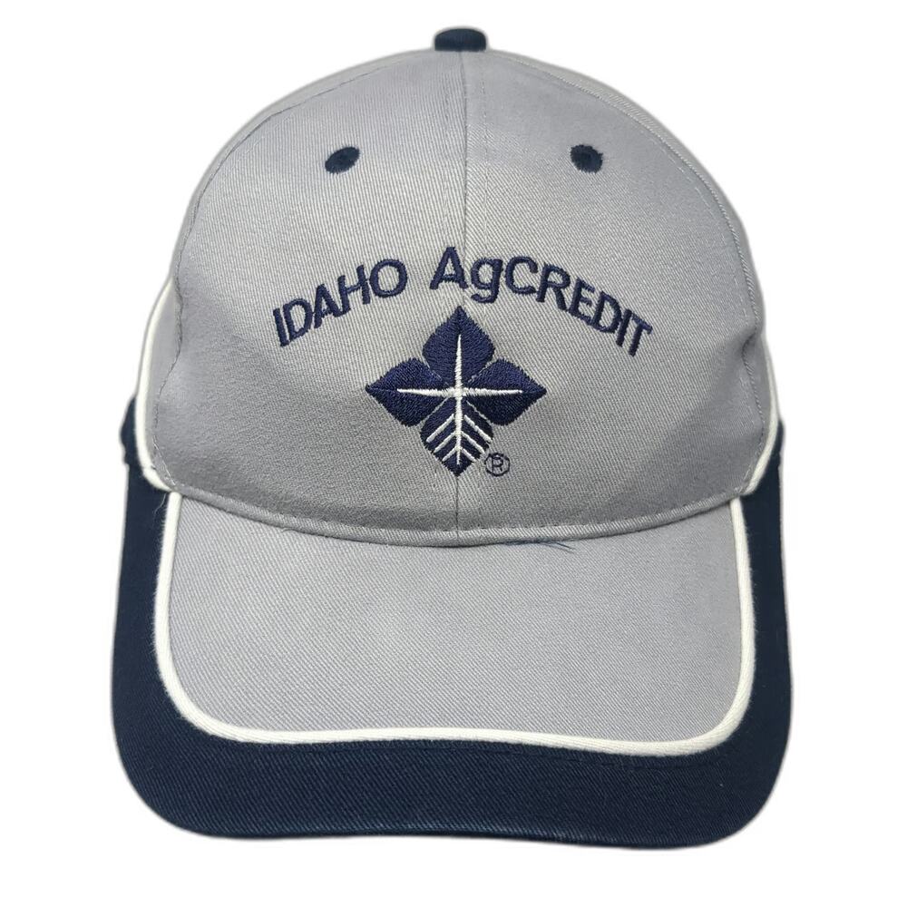 OTTO Baseball Cap Gray Blue OSFM Idaho AgCredit Slideback Hat Contrast Piping